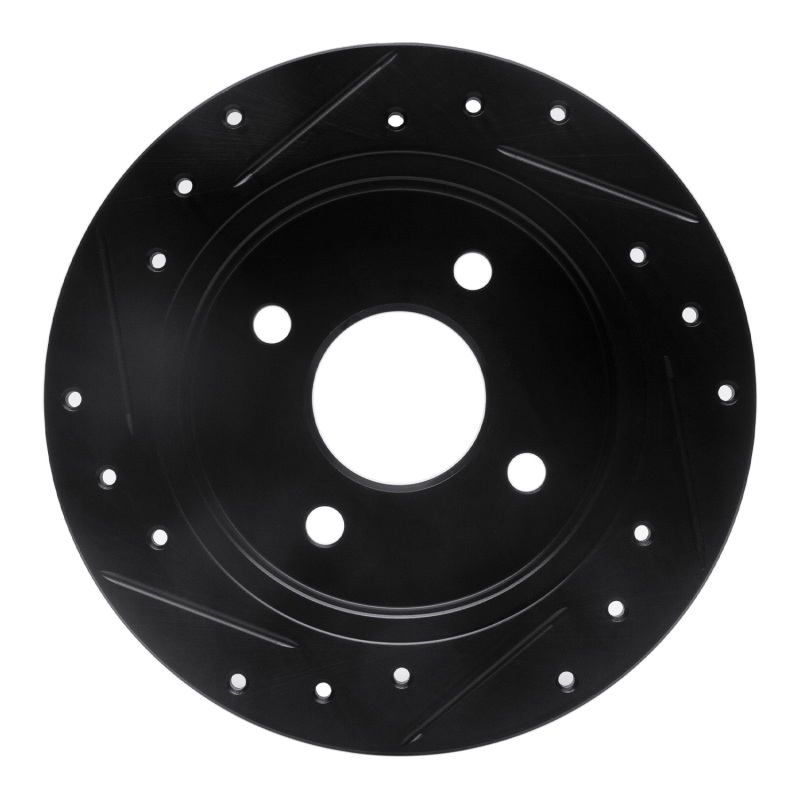 Ford Fiesta Brake Rotor (1) - Rear Right - R1 Concepts - Drilled & Slotted - Black - `01-`19